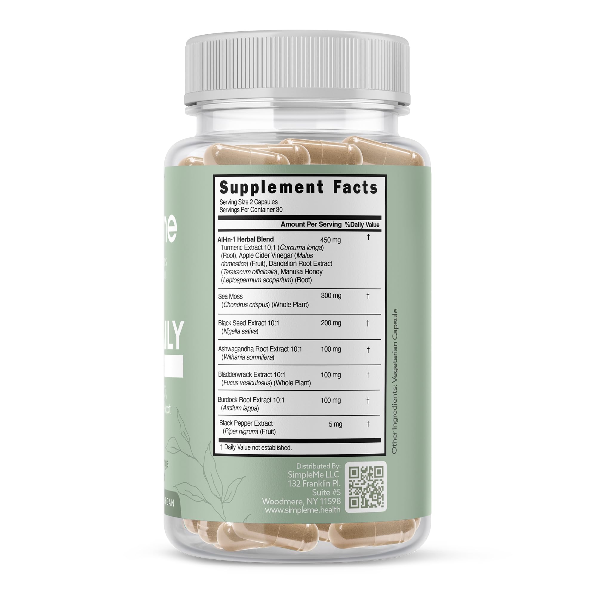 SIMPLEME Daily Power Blend 10-in-1 Superfood Supplement with a measuring spoon