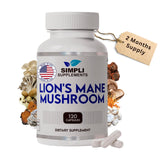Simpli Supplements Lion's Mane Mushroom Capsules bottle front view