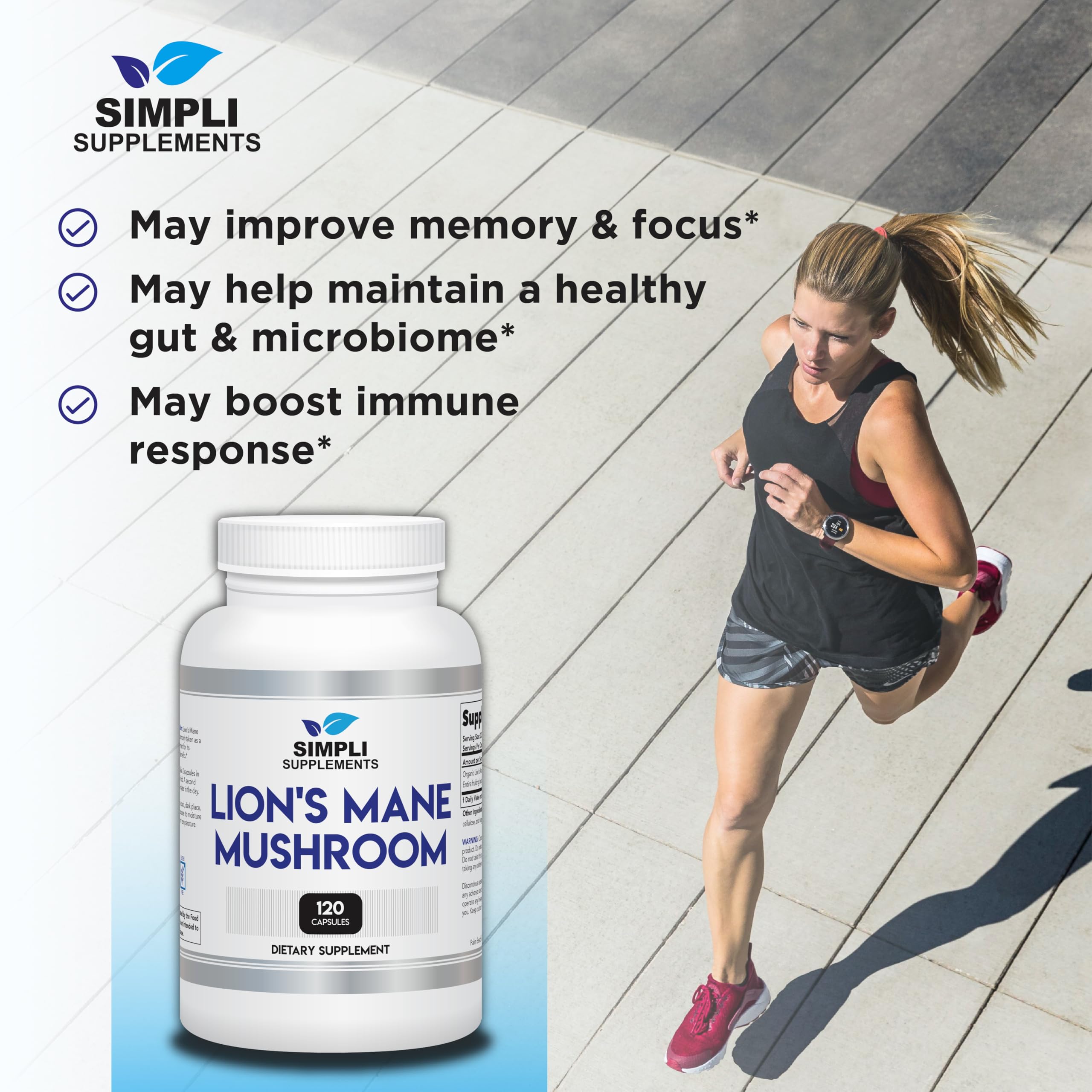 Simpli Supplements Lion's Mane Mushroom Capsules nutritional information
