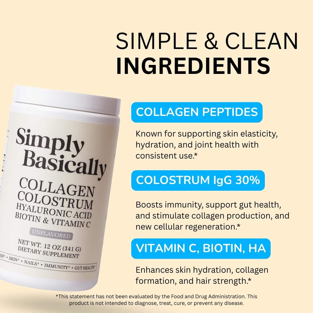 Simply Basically Collagen Peptides & Colostrum Powder in a smoothie