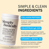 Simply Basically Collagen Peptides & Colostrum Powder in a smoothie