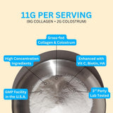 Simply Basically Collagen Peptides & Colostrum Powder mixed in a glass of water