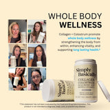 Simply Basically Collagen Peptides & Colostrum Powder on a kitchen counter