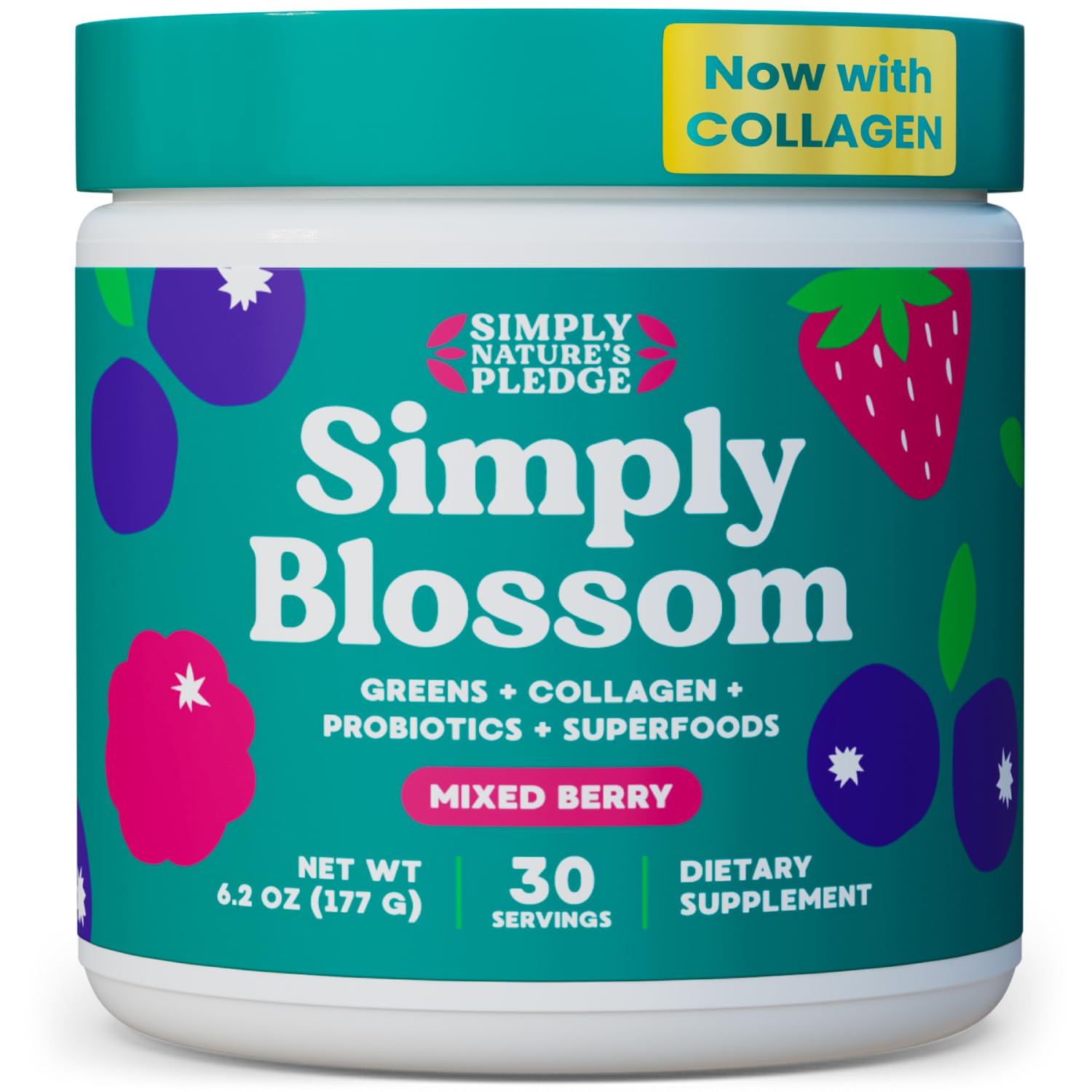Simply Blossom Greens Superfoods Powder front view with packaging