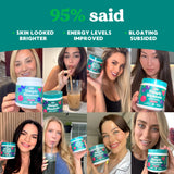 Simply Blossom Greens Superfoods Powder mixed in a glass of water