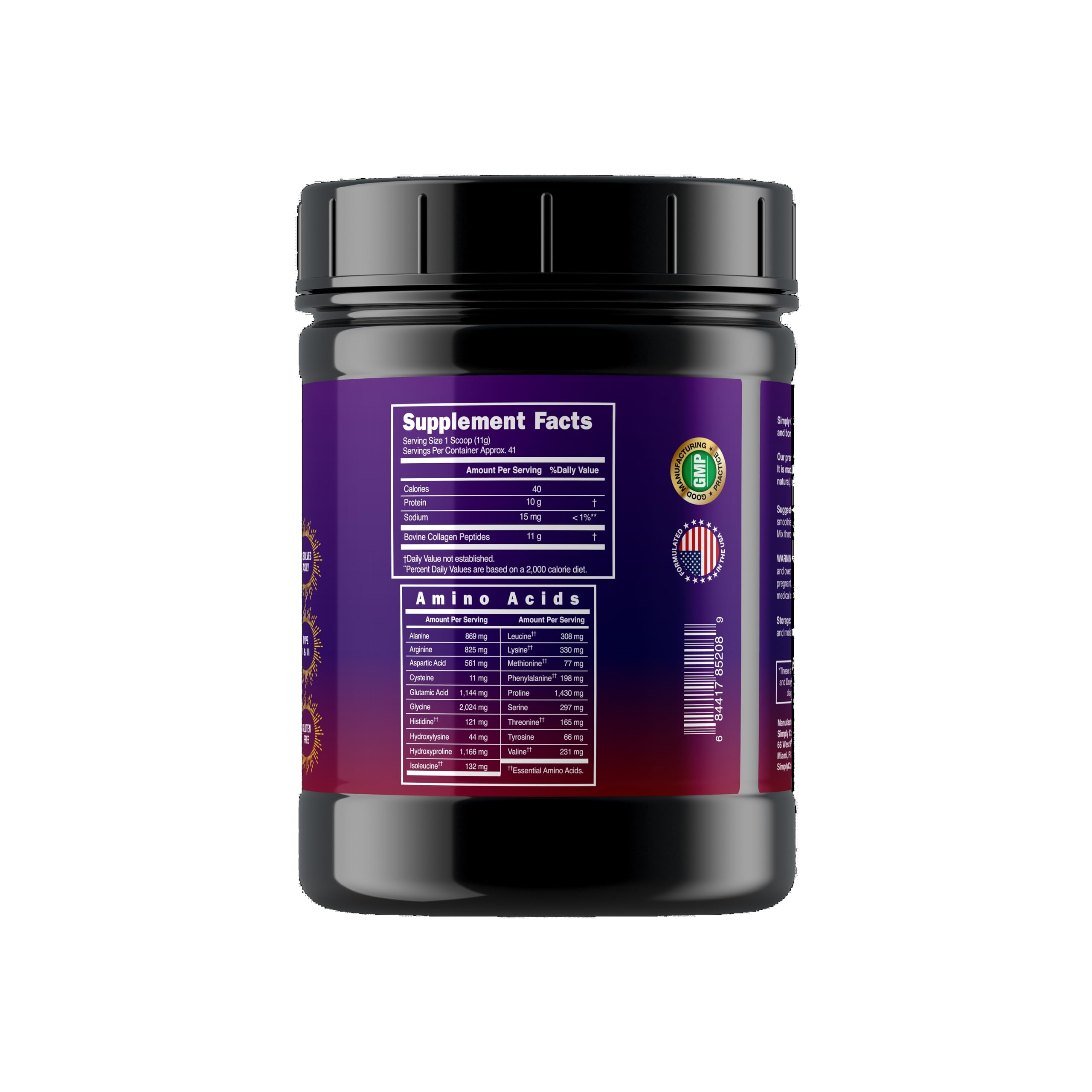 Simply Collagen Hydrolyzed Collagen Peptides 558g serving suggestion