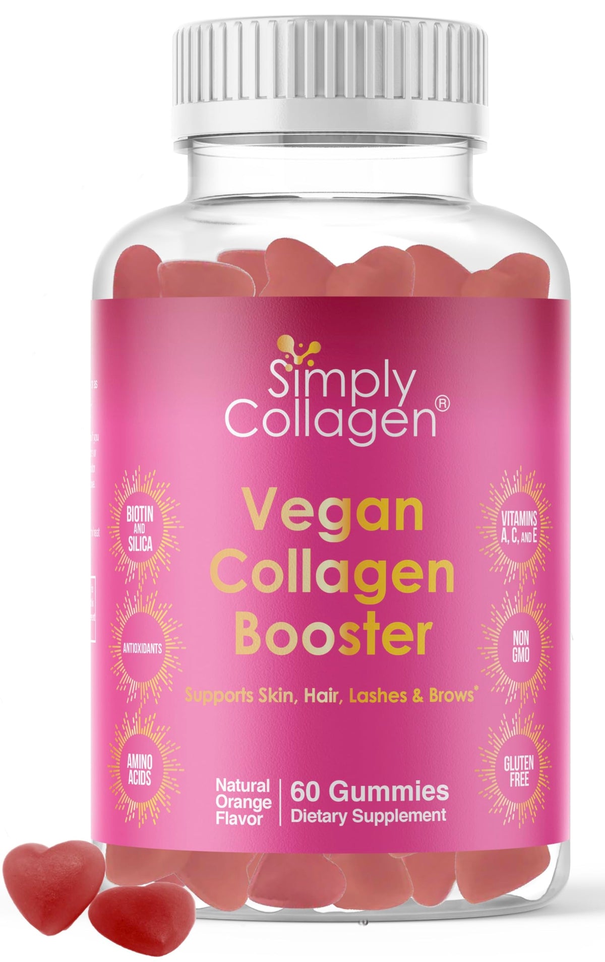 Simply Collagen Vegan Gummies 227g bottle front view