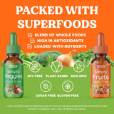 Simply Nature's Pledge Fruits & Veggies supplement in a lifestyle setting with fresh vegetables