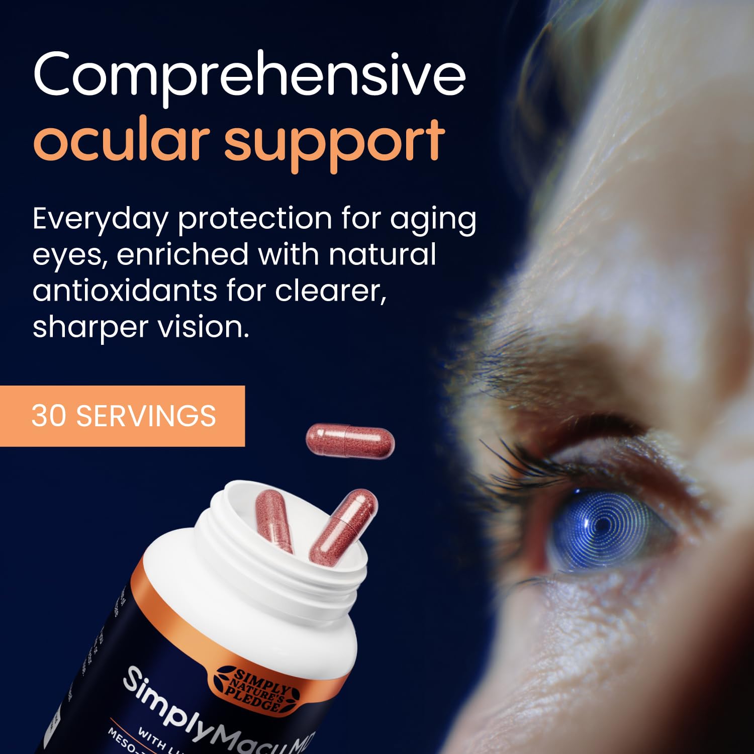 Simply Nature's Pledge Macu MD close-up of capsules