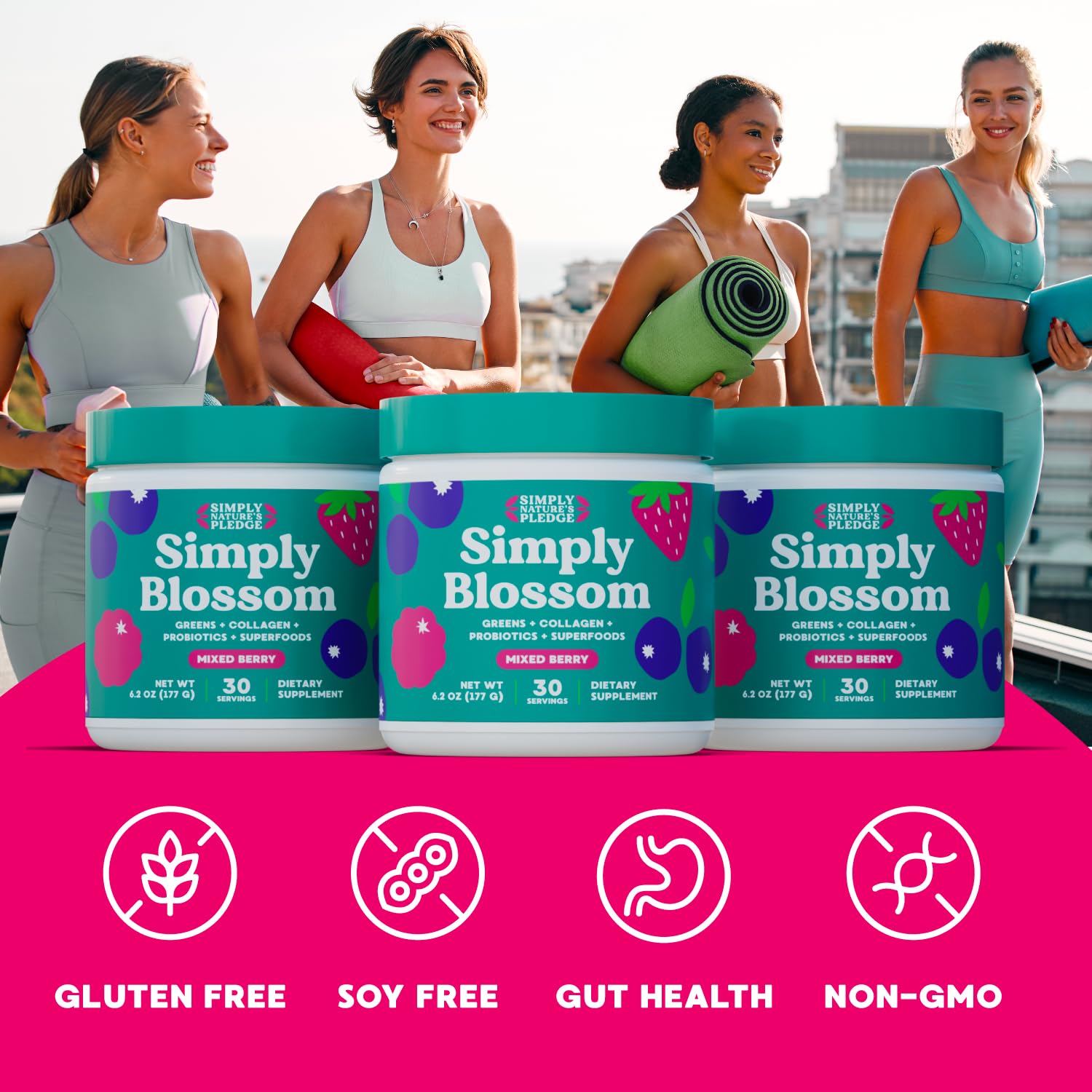 Simply Nature's Pledge Simply Blossom Greens Powder side view