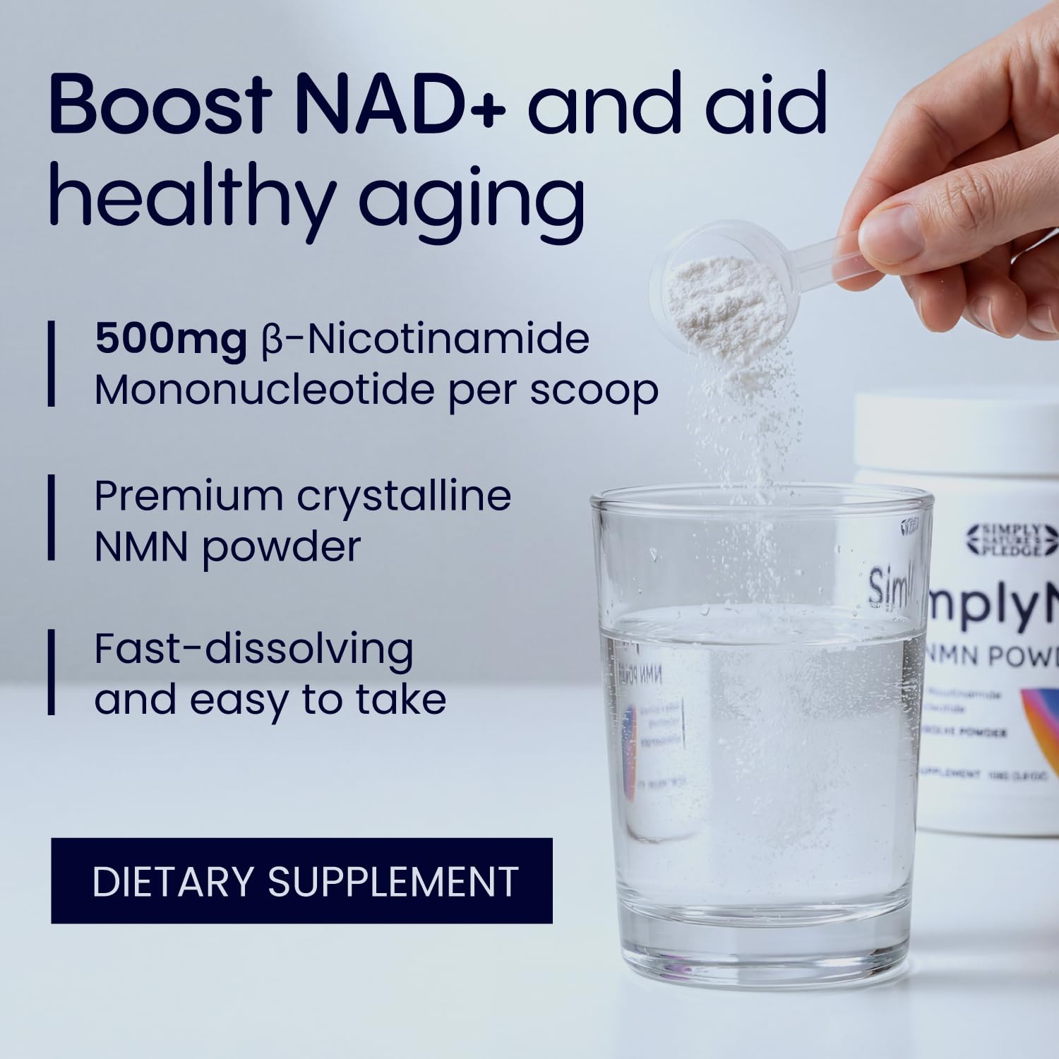 Simply Nature's Pledge SimplyNMN 500mg powder scoop