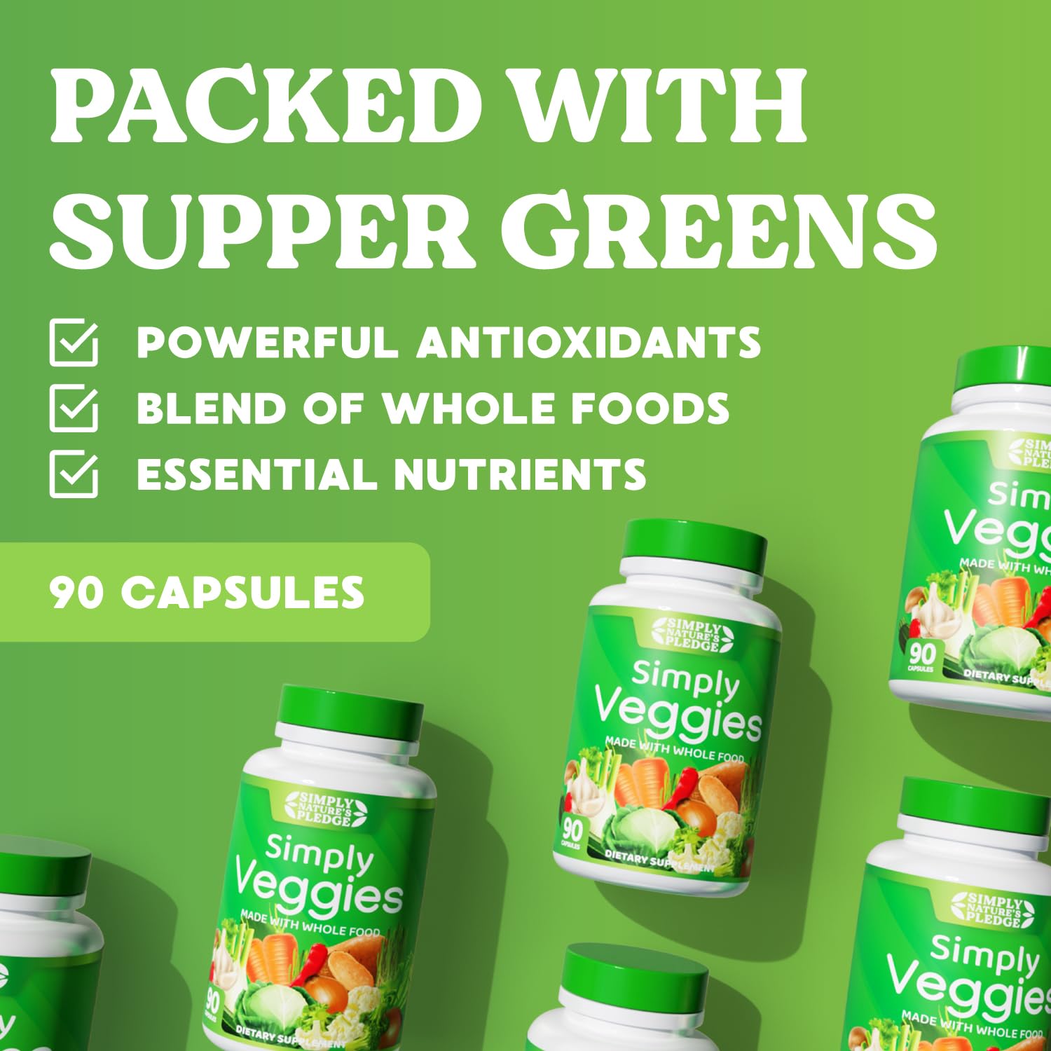 Simply Nature's Pledge Whole Food Superfood Supplement bottle side view