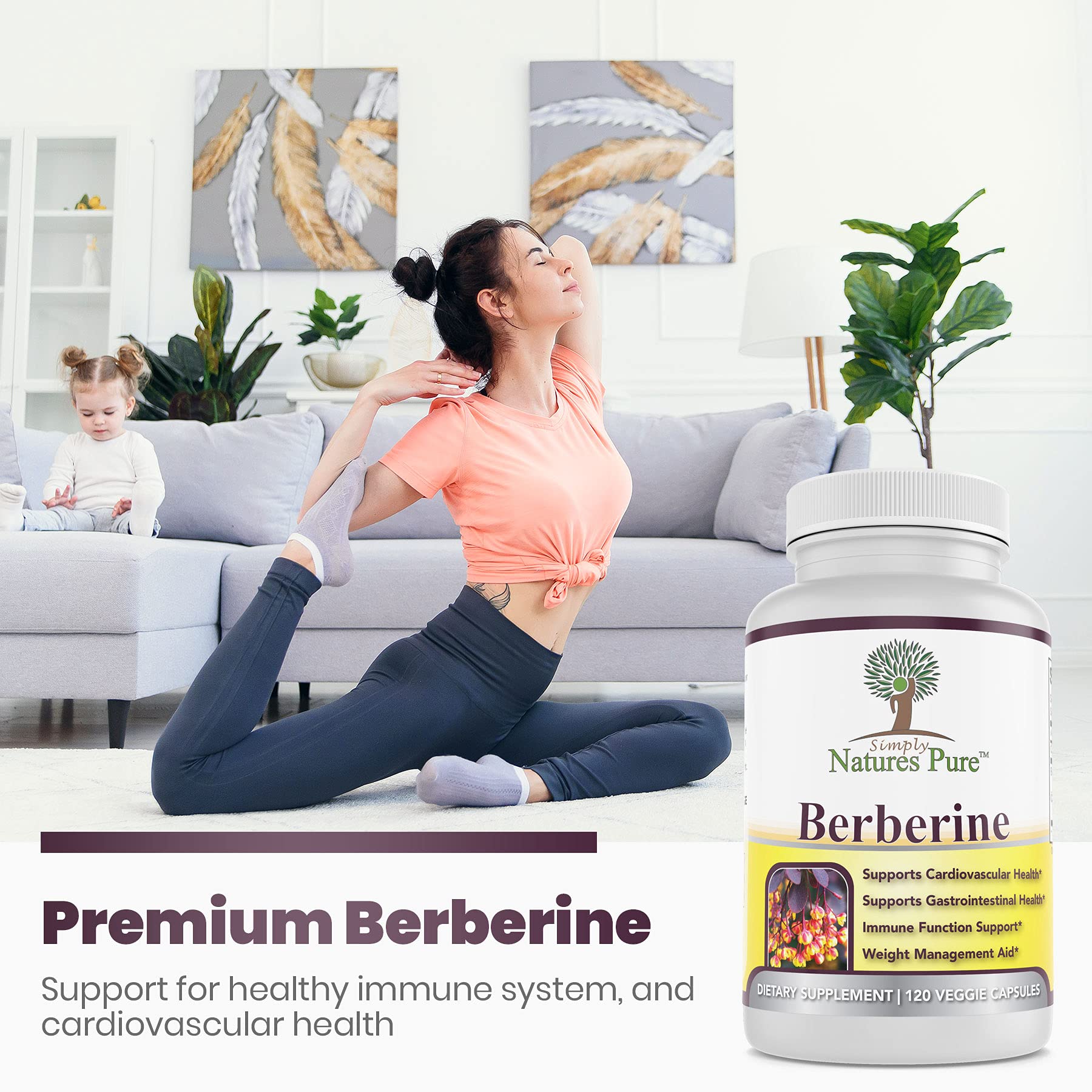 Simply Natures Pure Berberine 500mg supplement capsule close-up