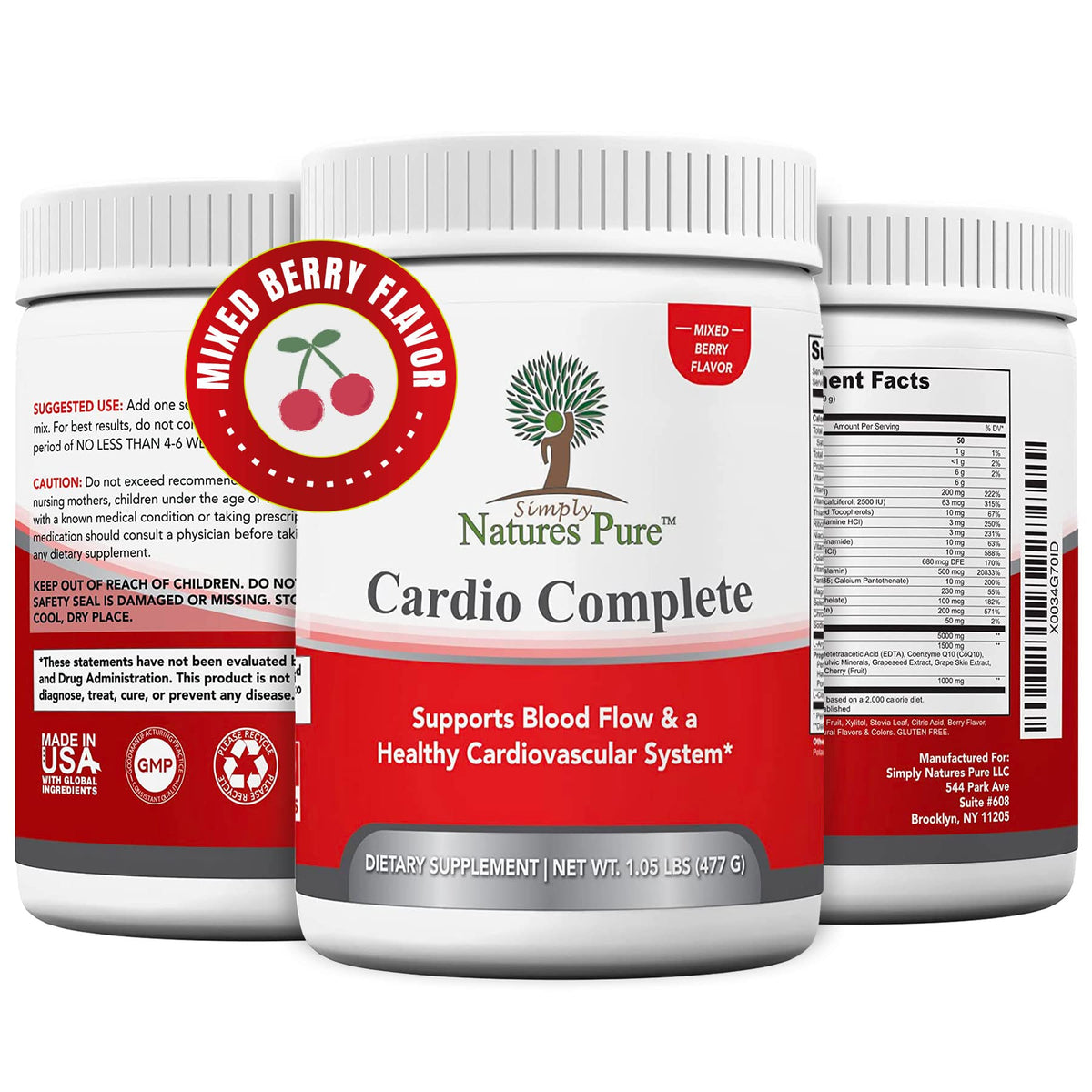 Simply Natures Pure Cardio Complete powdered drink mix front view