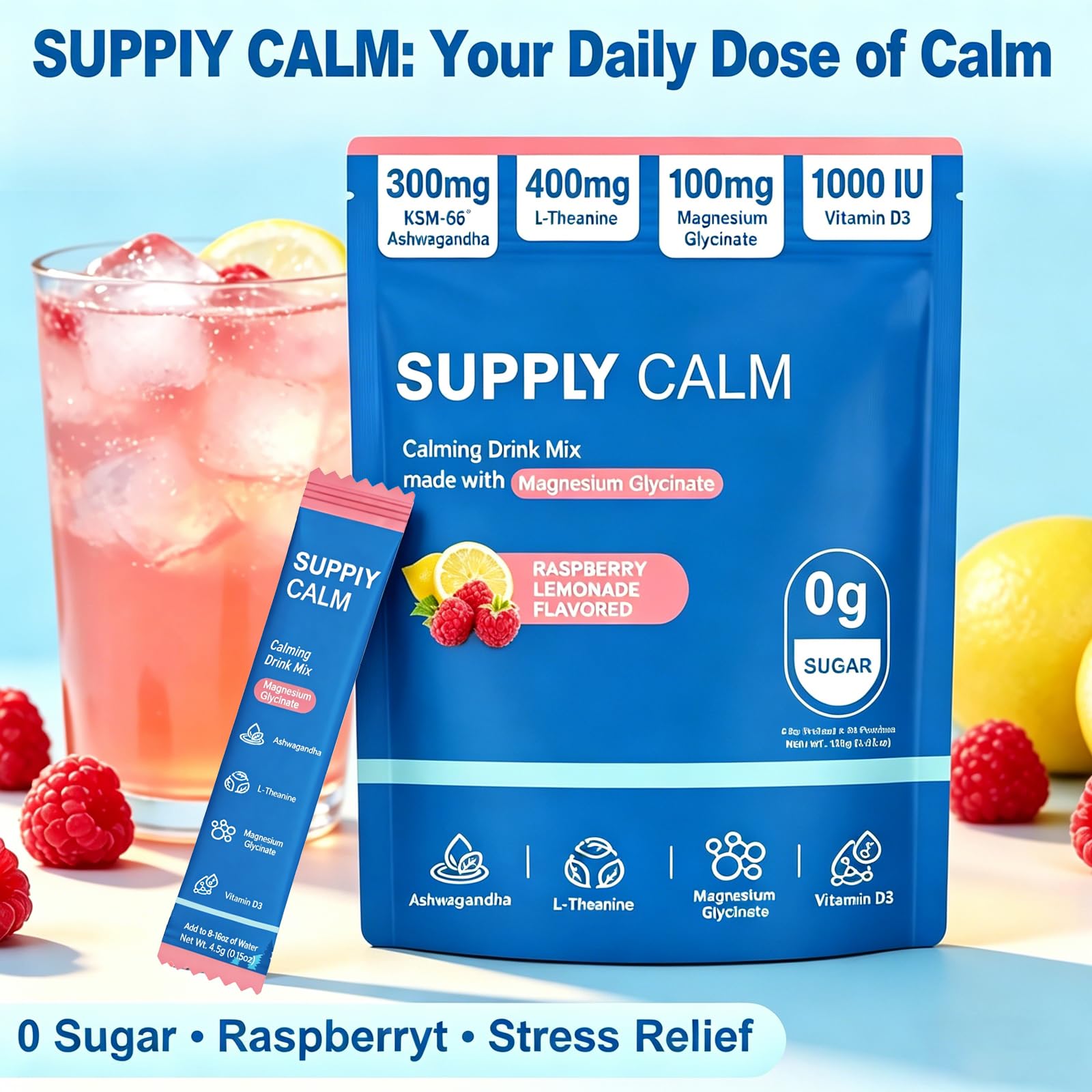 Single serve packet of SUPPIY CALM Magnesium Glycinate Powder