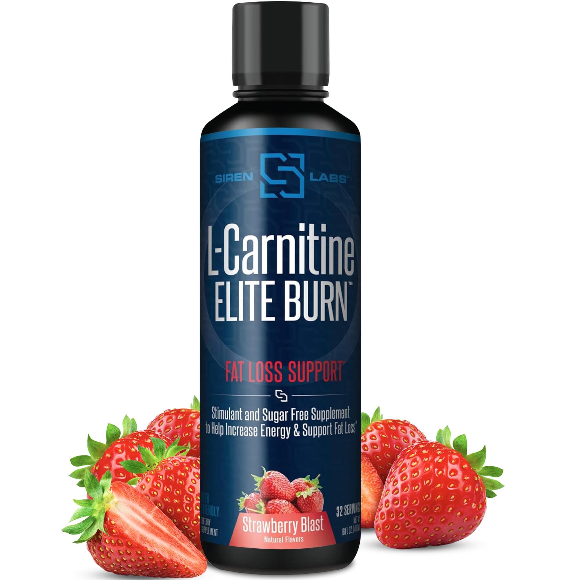 SIRENLABS L-Carnitine ELITE BURN front view with Strawberry Blast label