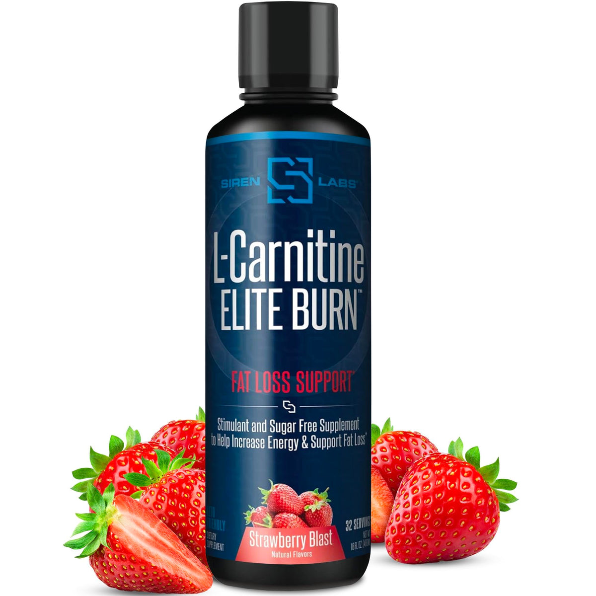 SIRENLABS L-Carnitine ELITE BURN front view with Strawberry Blast label