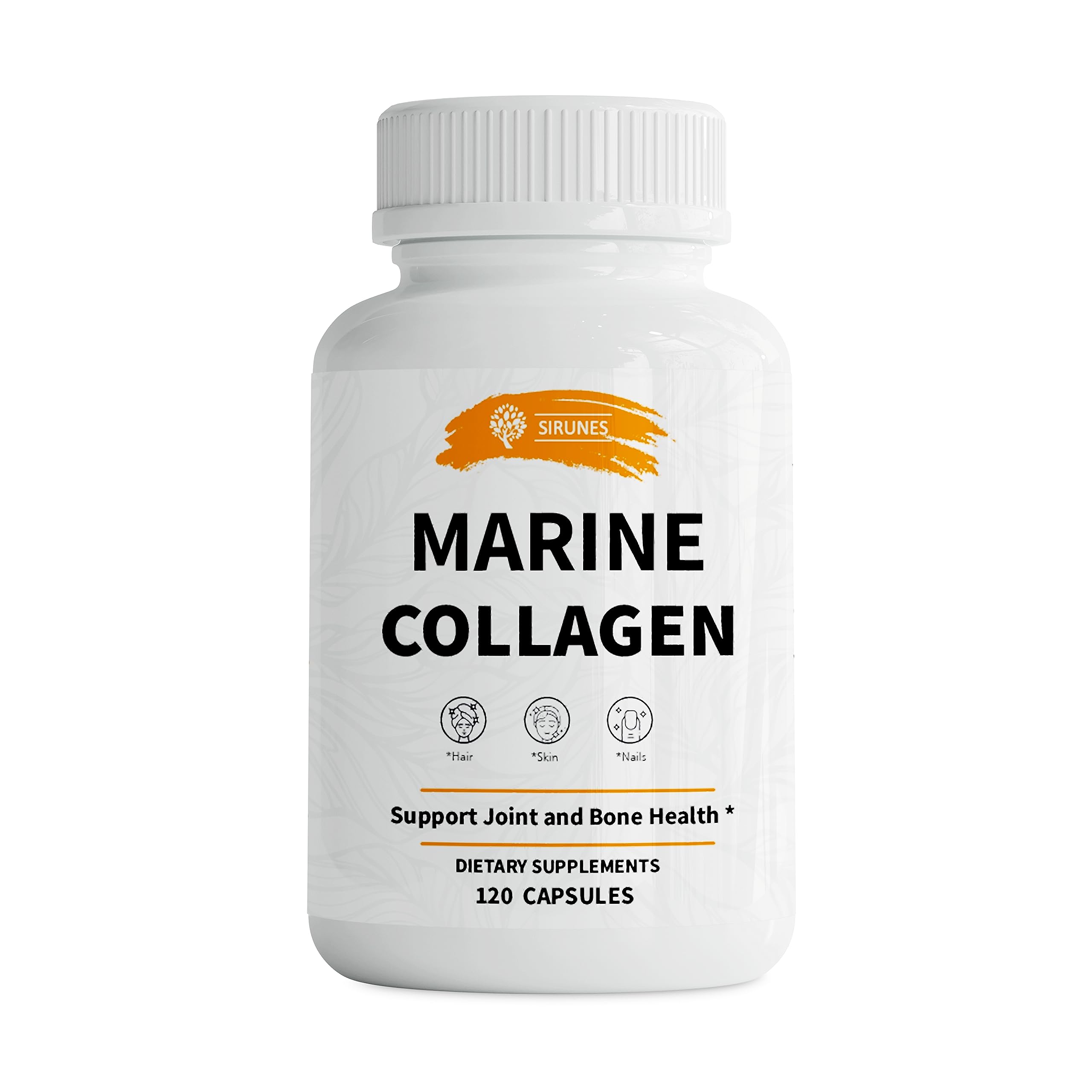 SIRUNES Organic Marine Collagen Peptides 120 Capsules front view