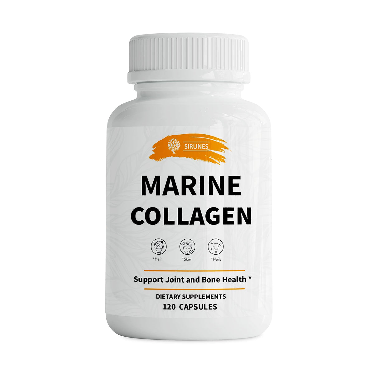 SIRUNES Organic Marine Collagen Peptides 120 Capsules front view