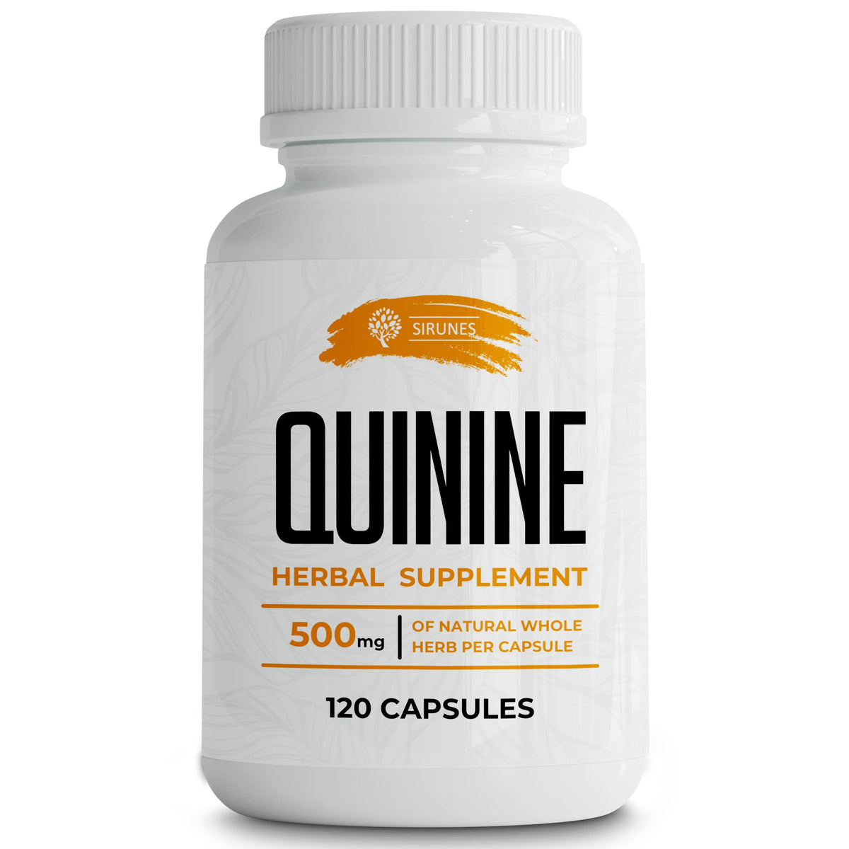 SIRUNES Quinine Capsules bottle front view with 120 capsules