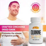 SIRUNES Quinine Capsules bottle with natural ingredients background
