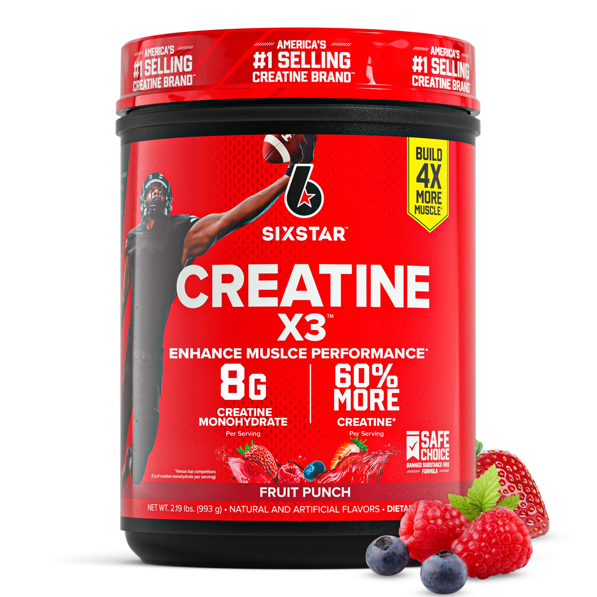 Six Star Creatine X3 Powder Fruit Punch front view