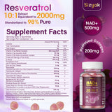 Sizyok NAD Resveratrol Gummies bottle with 60 gummies
