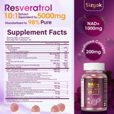 Sizyok NAD Resveratrol Gummies side view showing gummy texture