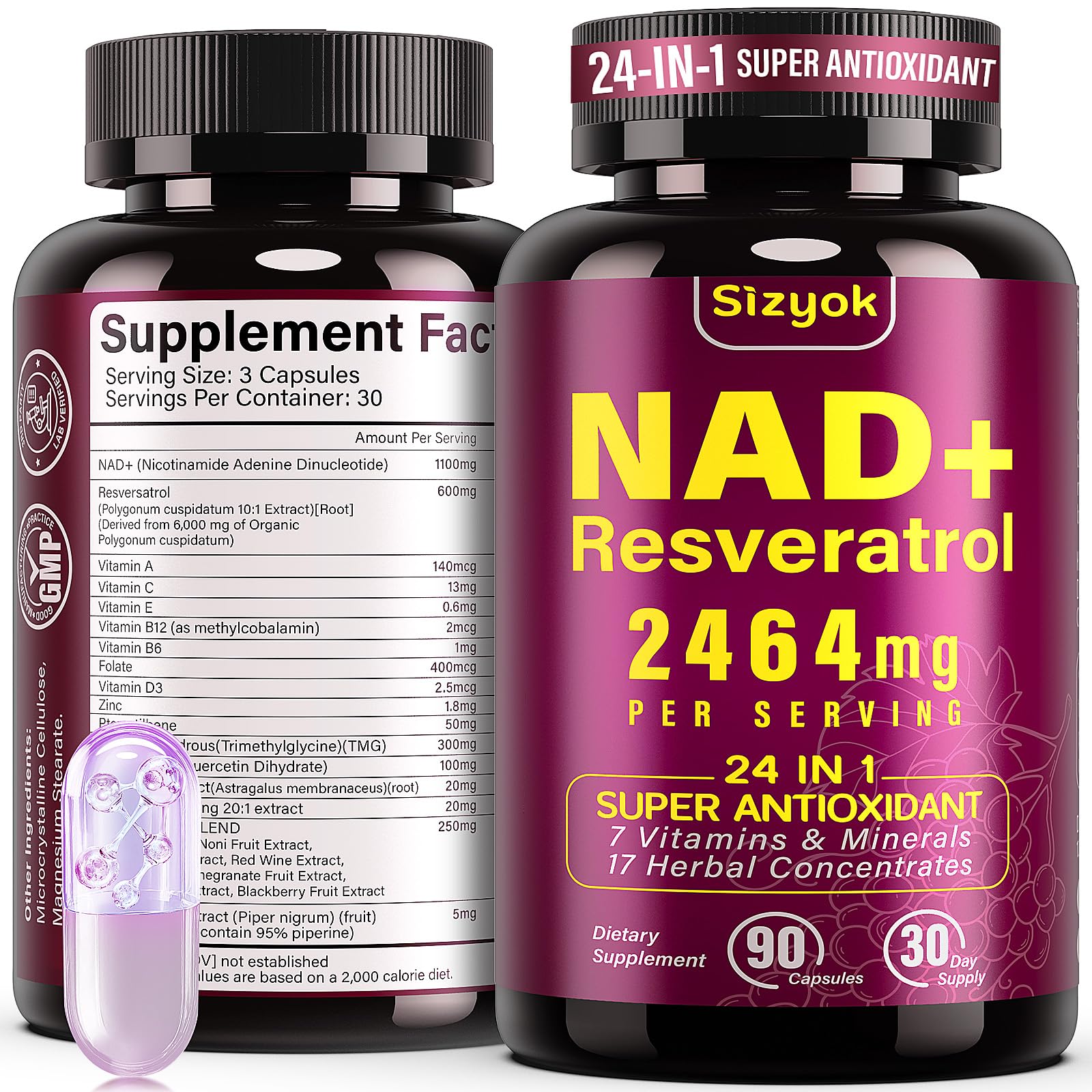 Sizyok NAD+ Supplement 1100mg Liposomal NAD+ front view
