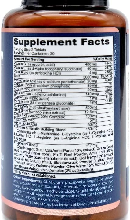 Skin Research Institute Renewglow Biotin Supplement capsules on a surface