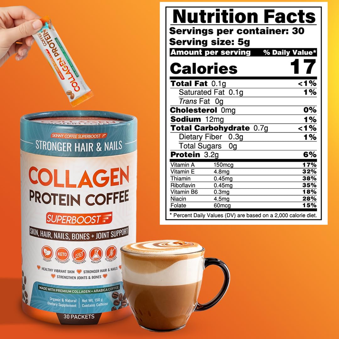 Skinny Coffee SuperBoost Collagen Coffee Blend nutritional information