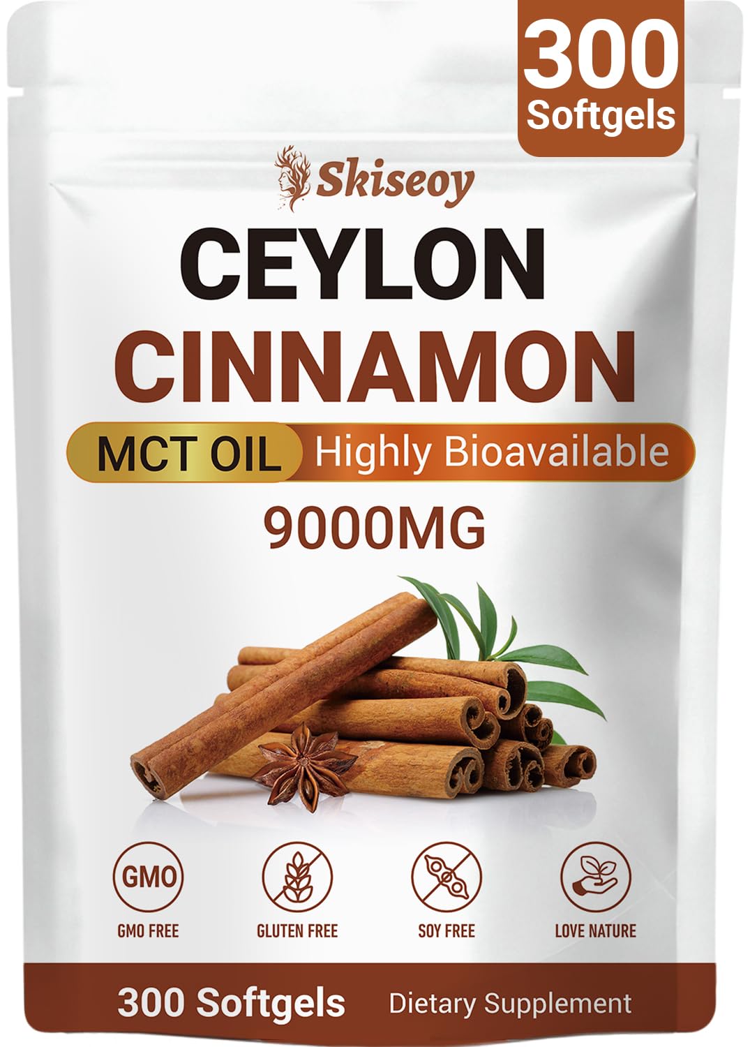 Skiseoy Ceylon Cinnamon Softgels front view, 60 count