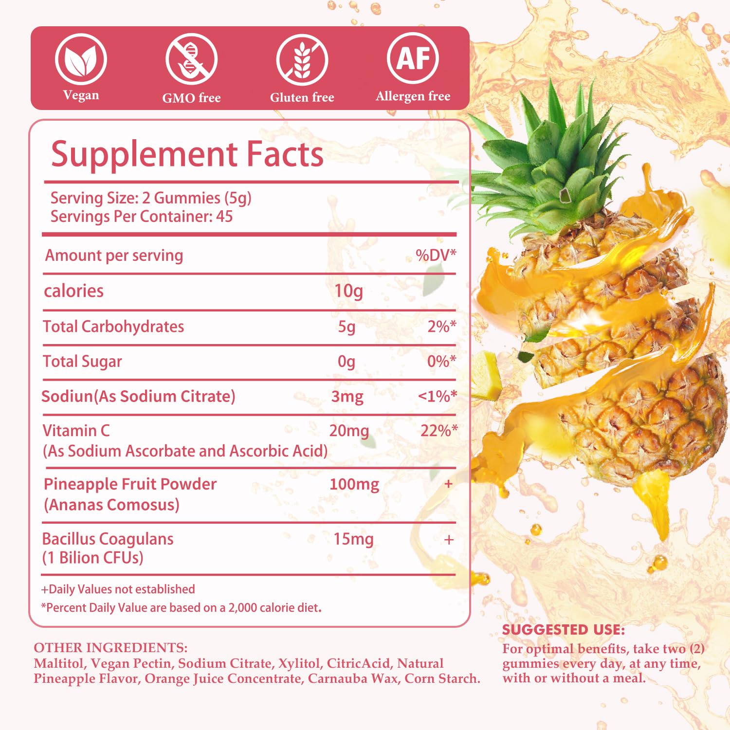 Skiseoy Feminine pH Balance Gummies back view with ingredient list