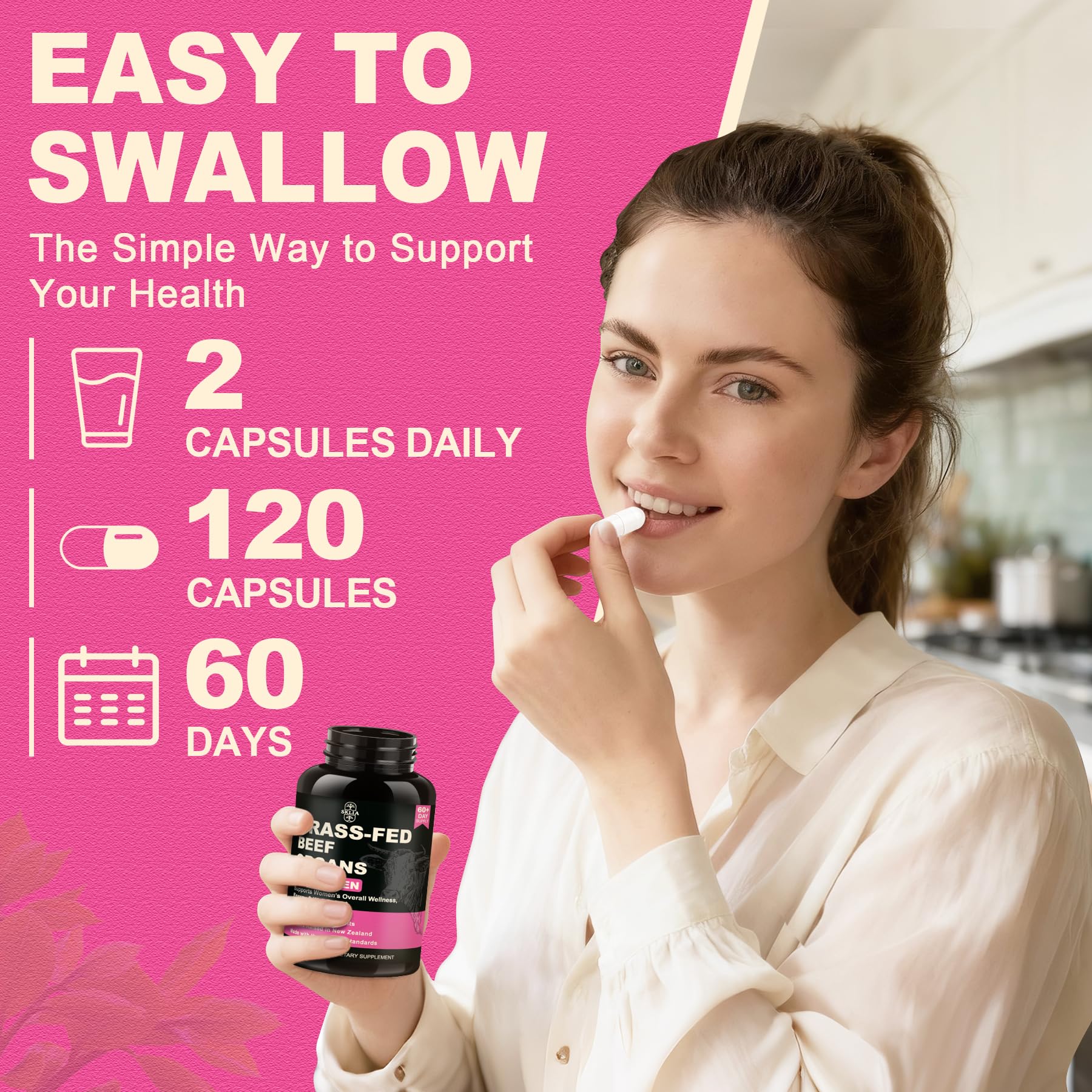 SKLIA Beef Organs for Women supplement in a daily pill organiser
