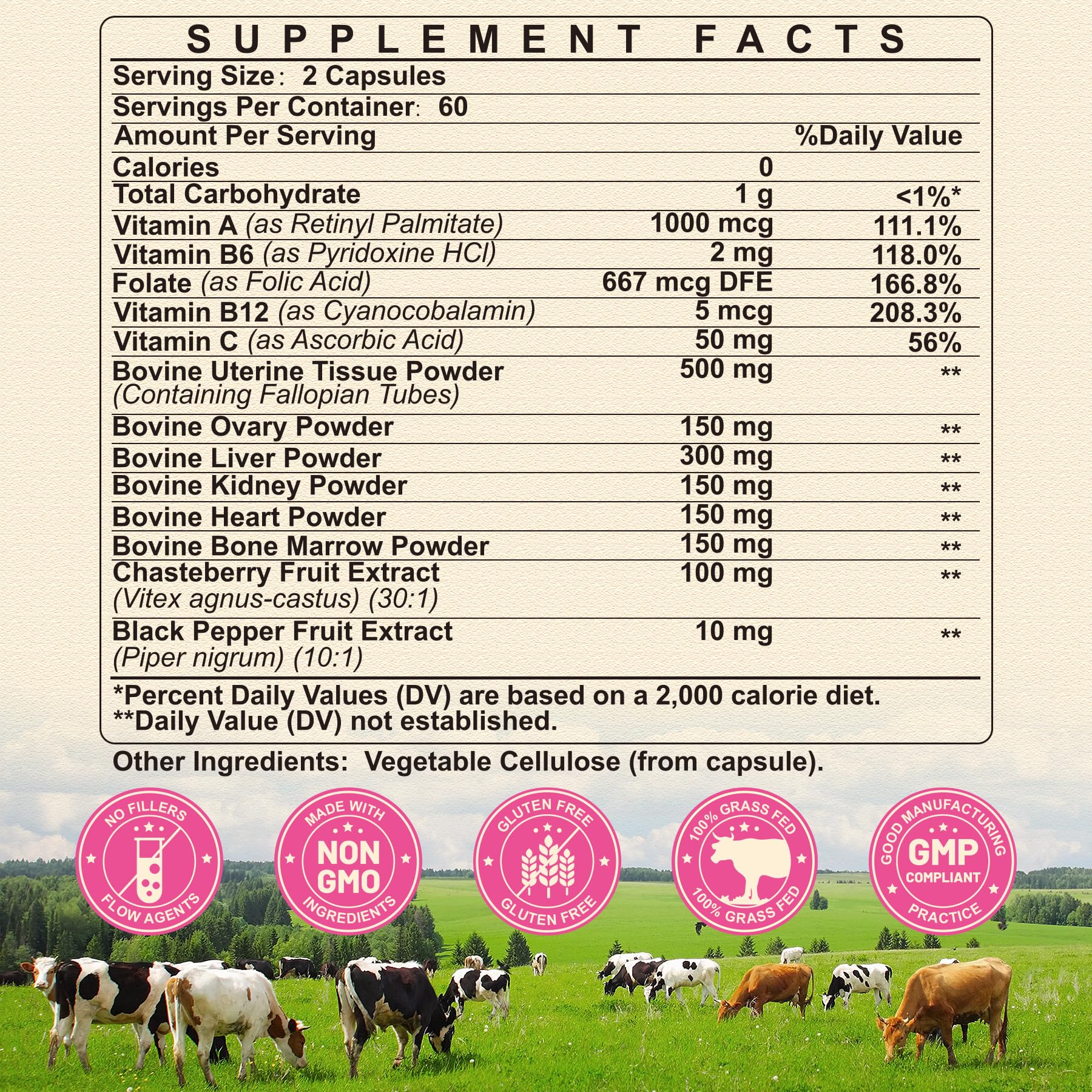 SKLIA Beef Organs for Women supplement side view