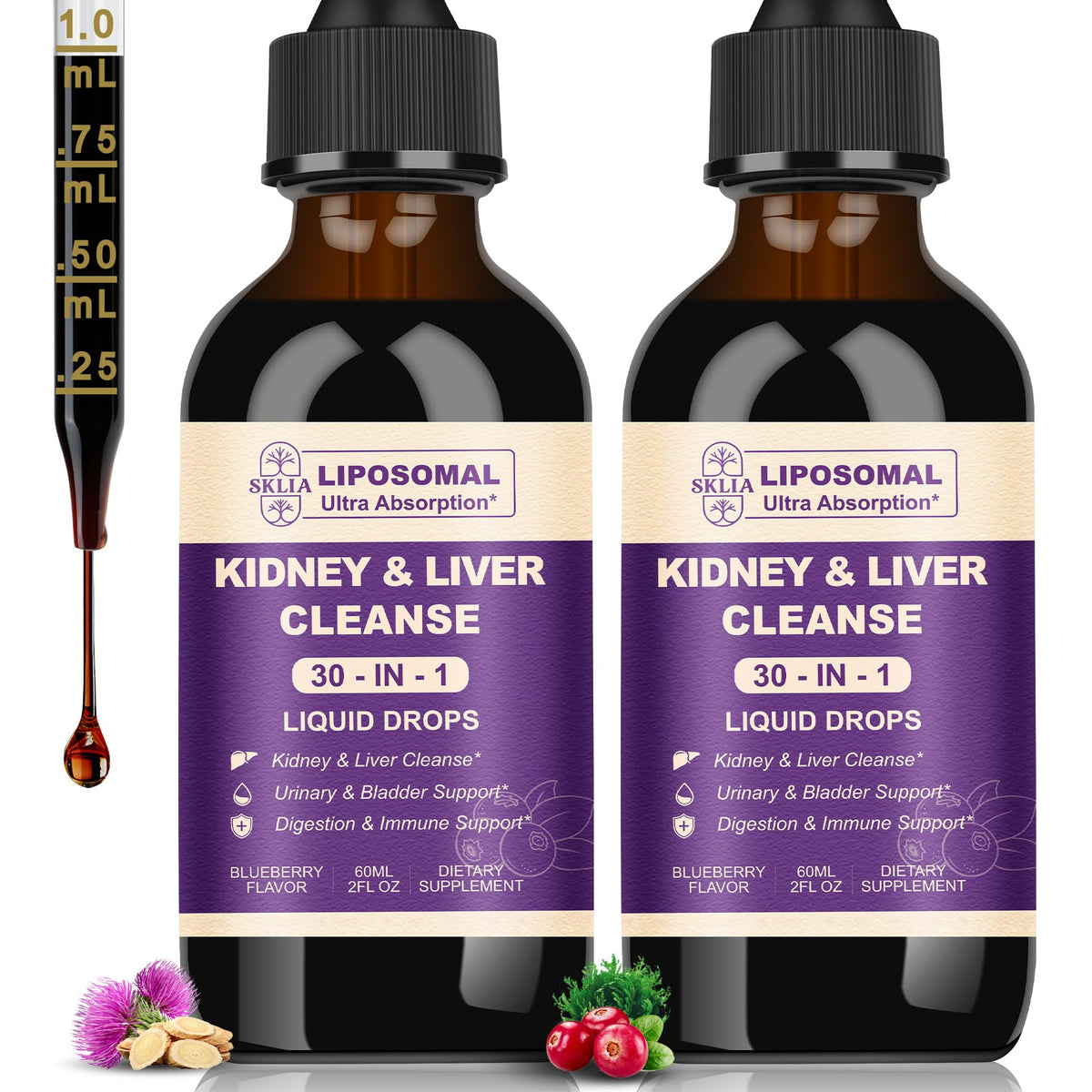 SKLIA Cranberry & Herbal Supplement 2000mg tincture front view
