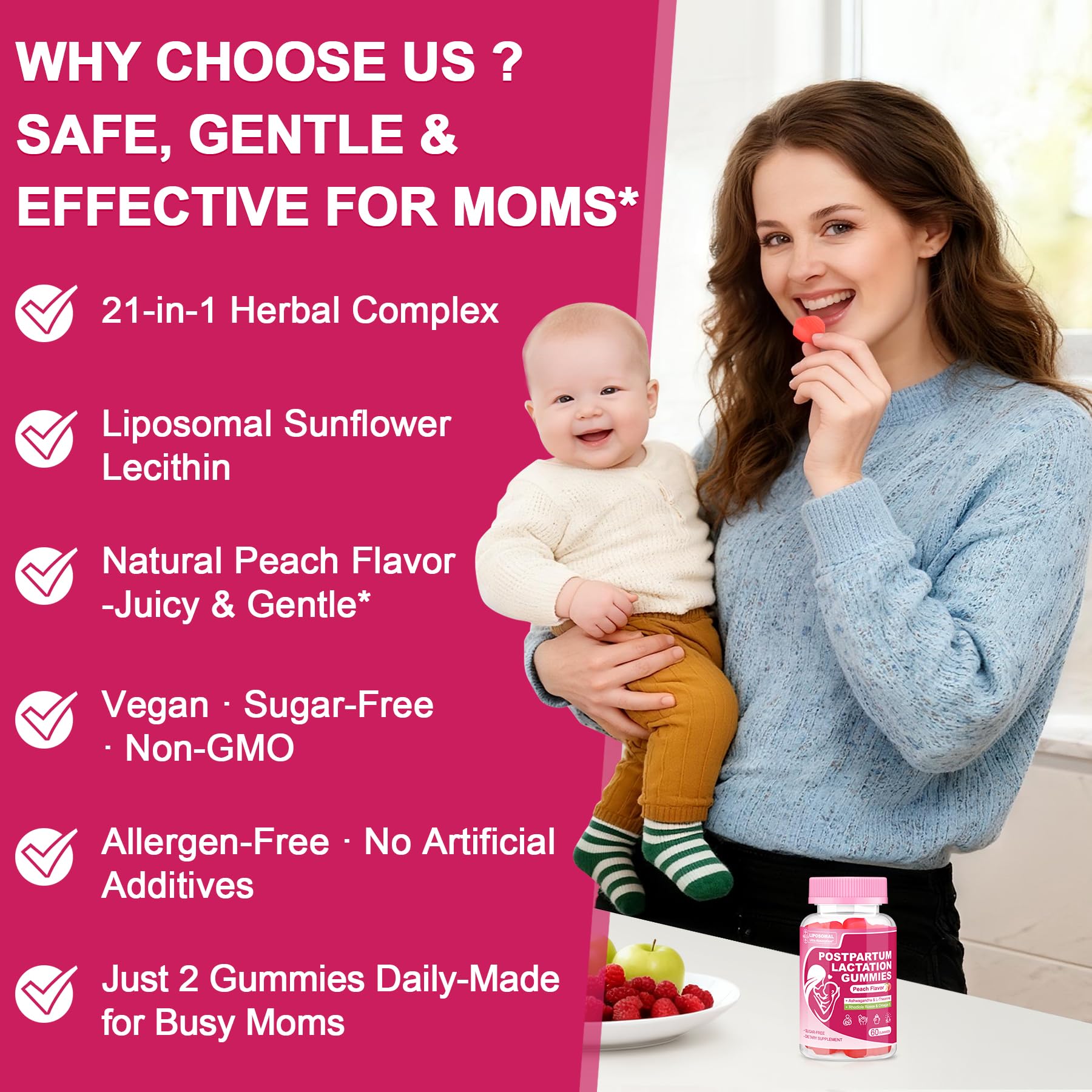 SKLIA Lactation Support Gummies on a kitchen counter