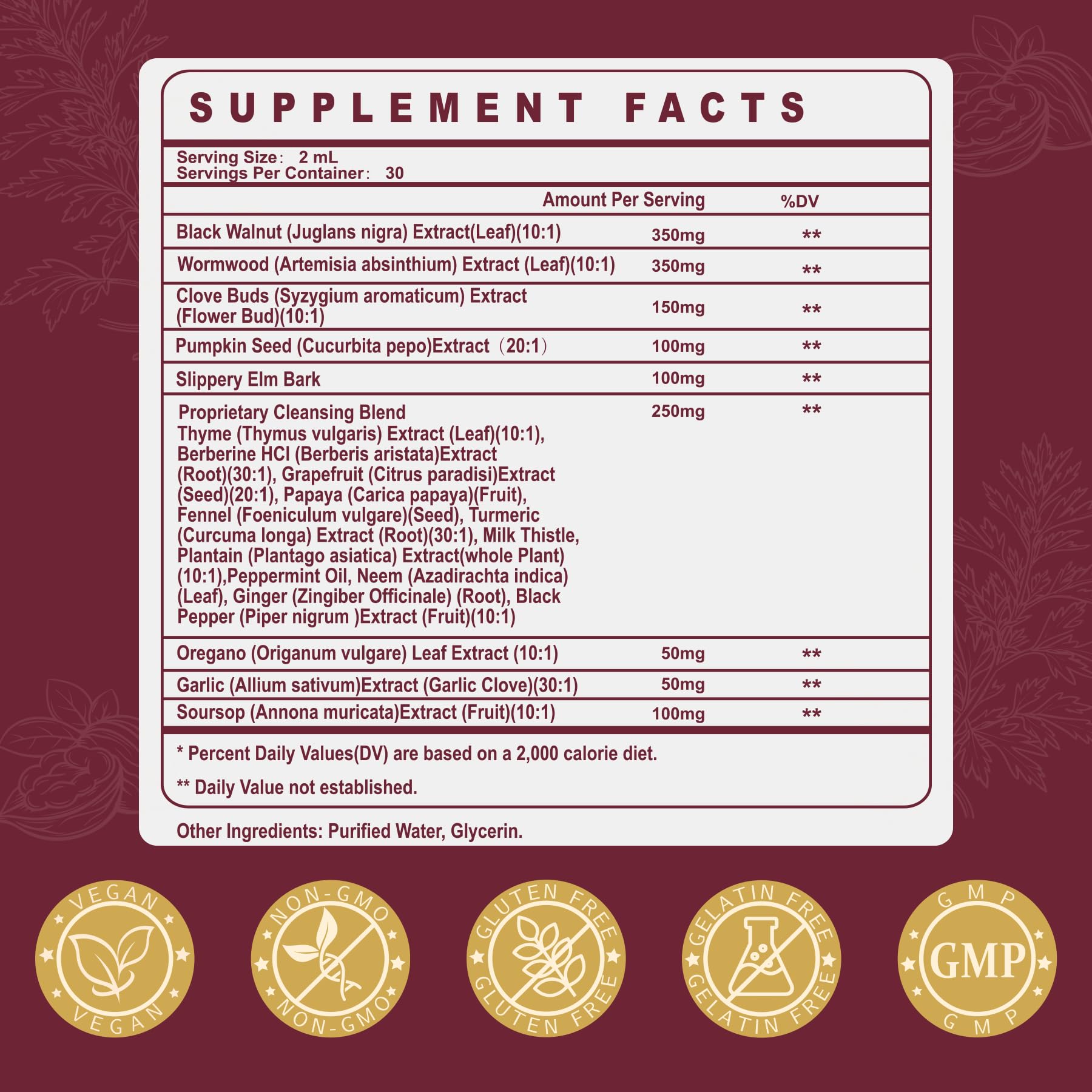 SKLIA Liposomal Herbal Supplement 1500mg back view