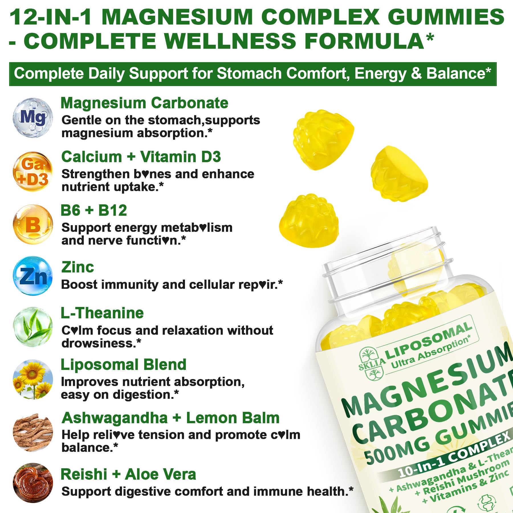 SKLIA Magnesium Gummies in a bowl