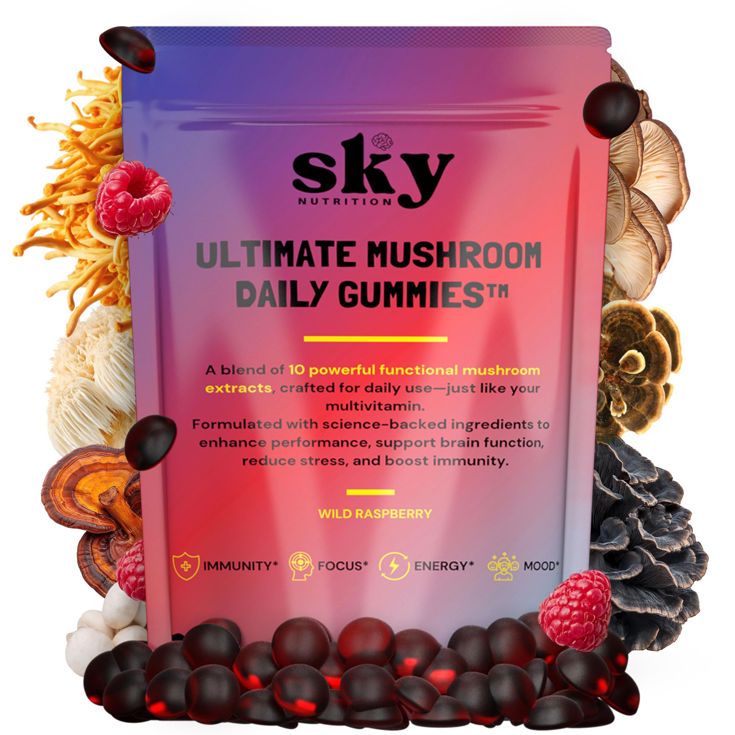 SKY NUTRITION Mushroom Gummies 10-in-1 front view
