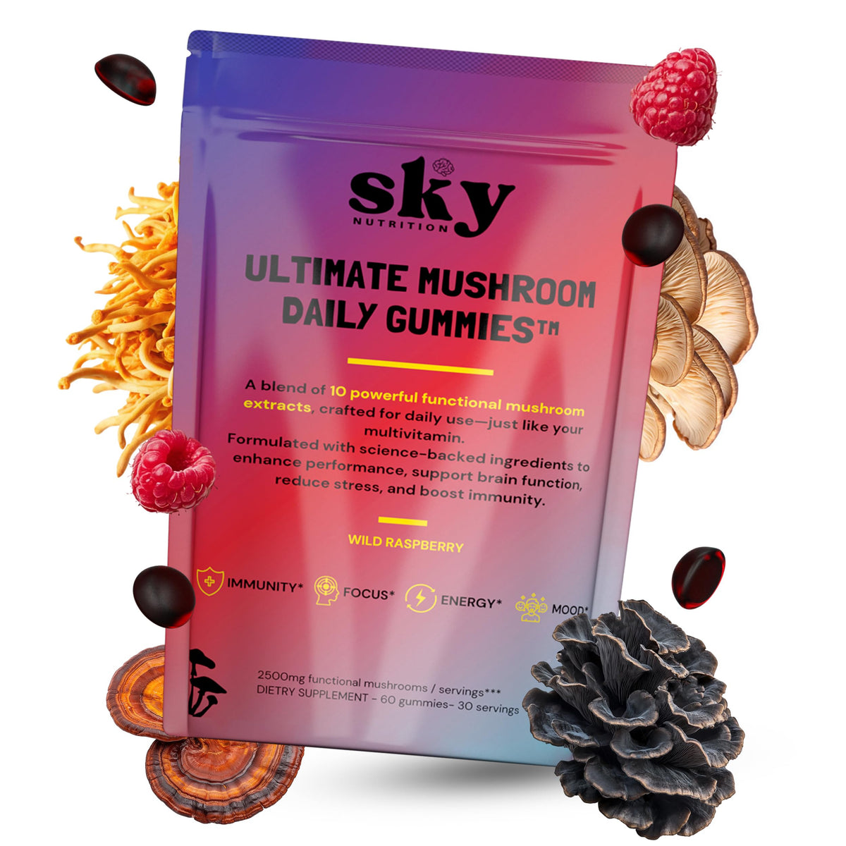 SKY NUTRITION Mushroom Gummies 10-in-1 front view