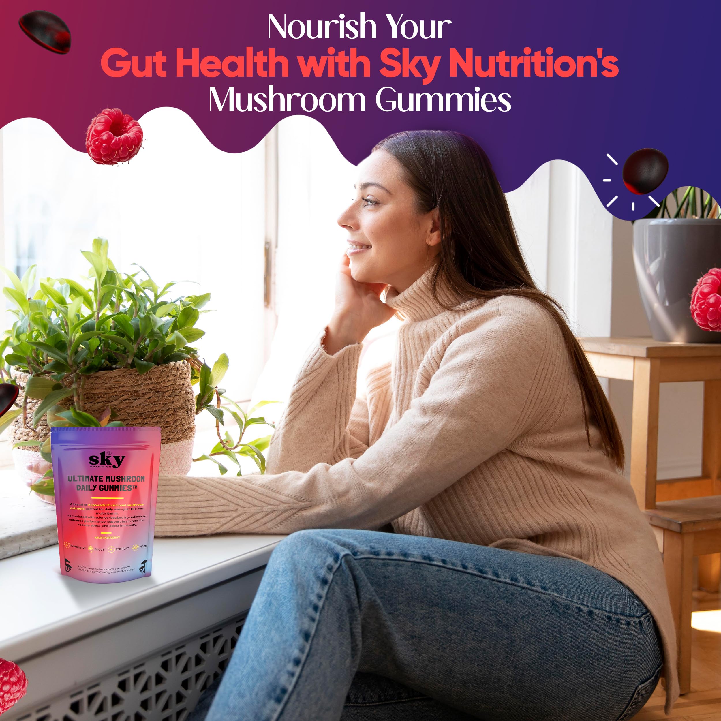 SKY NUTRITION Mushroom Gummies 10-in-1 side view