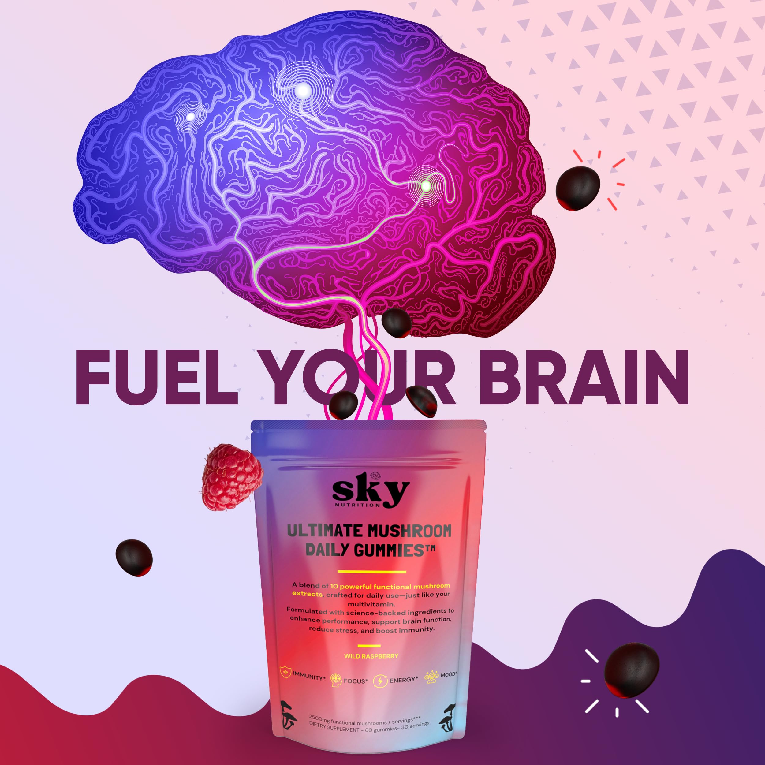 SKY NUTRITION Mushroom Gummies with assorted mushrooms