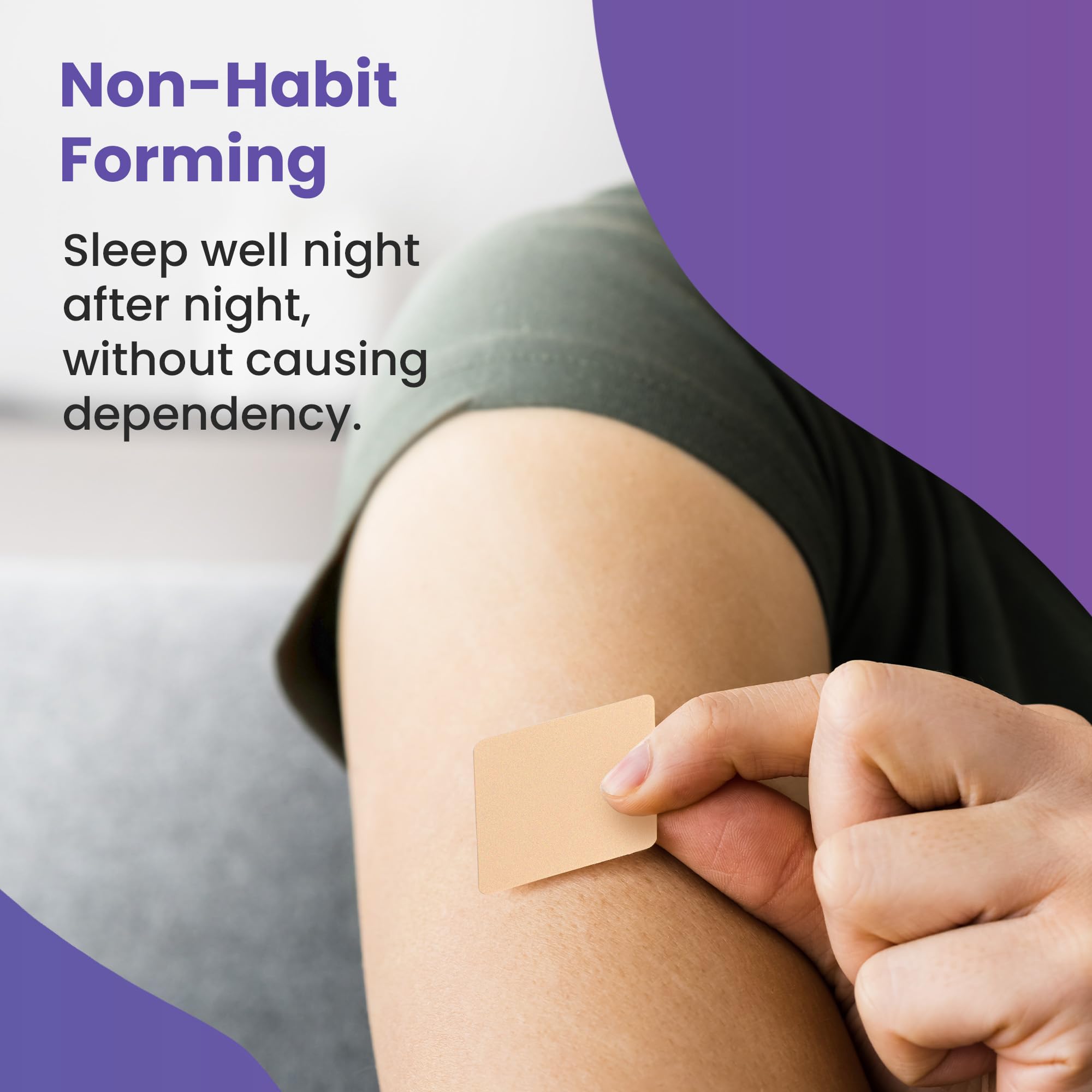 Sleep Connection Melatonin Patches in use on skin
