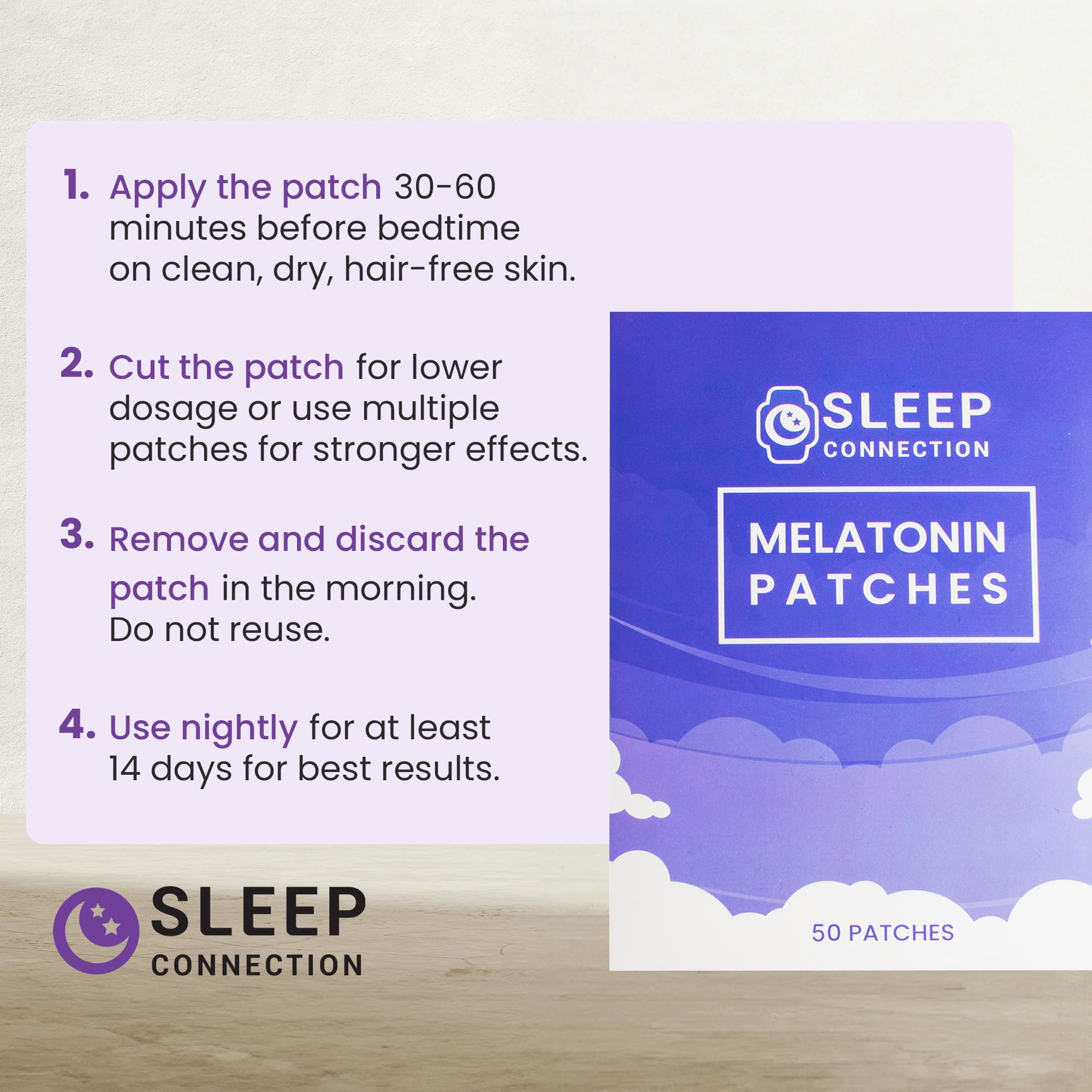 Sleep Connection Melatonin Patches ingredients list