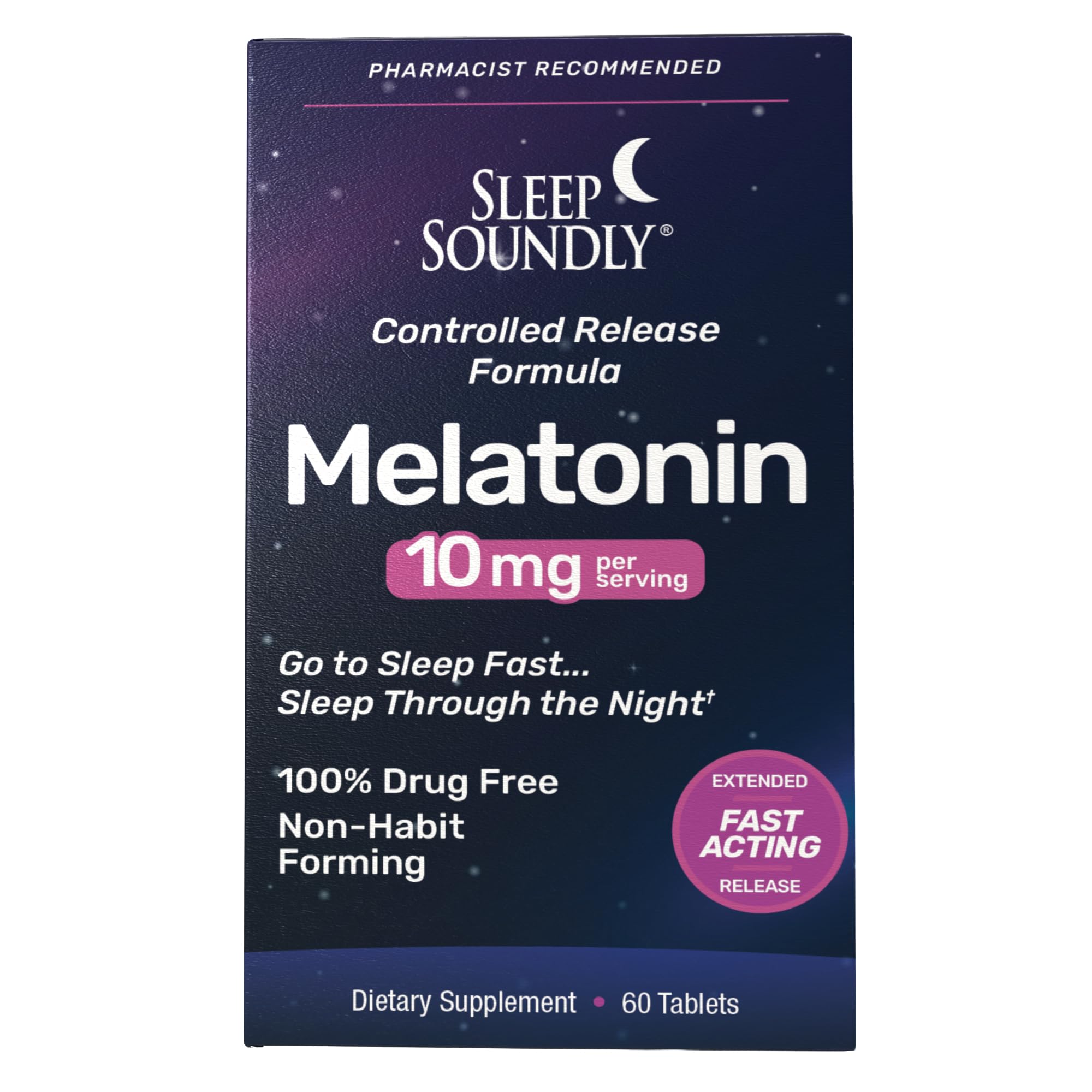 Sleep Soundly Melatonin 10 mg controlled-release tablets bottle front view