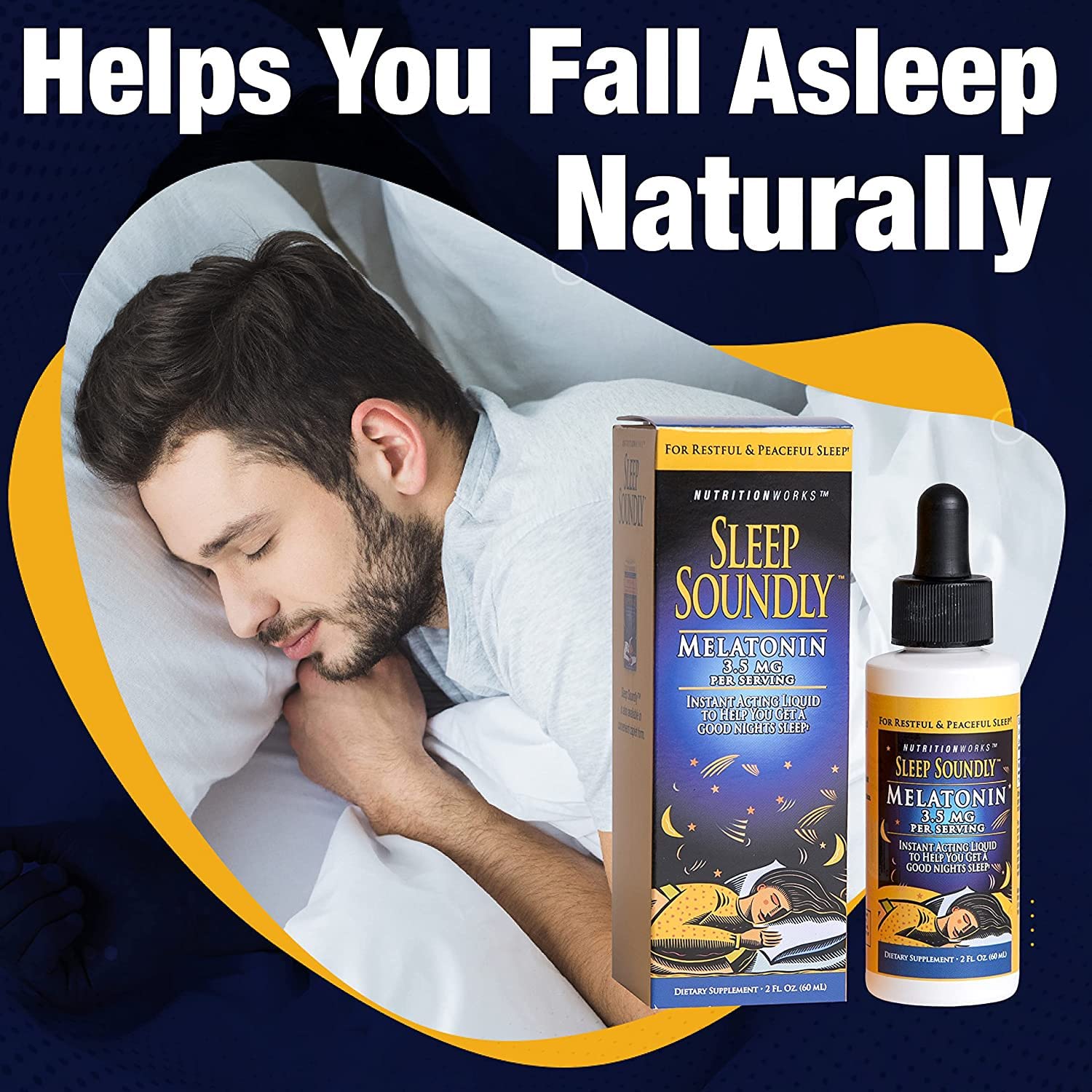 Sleep Soundly Melatonin 2-ounce bottle side view