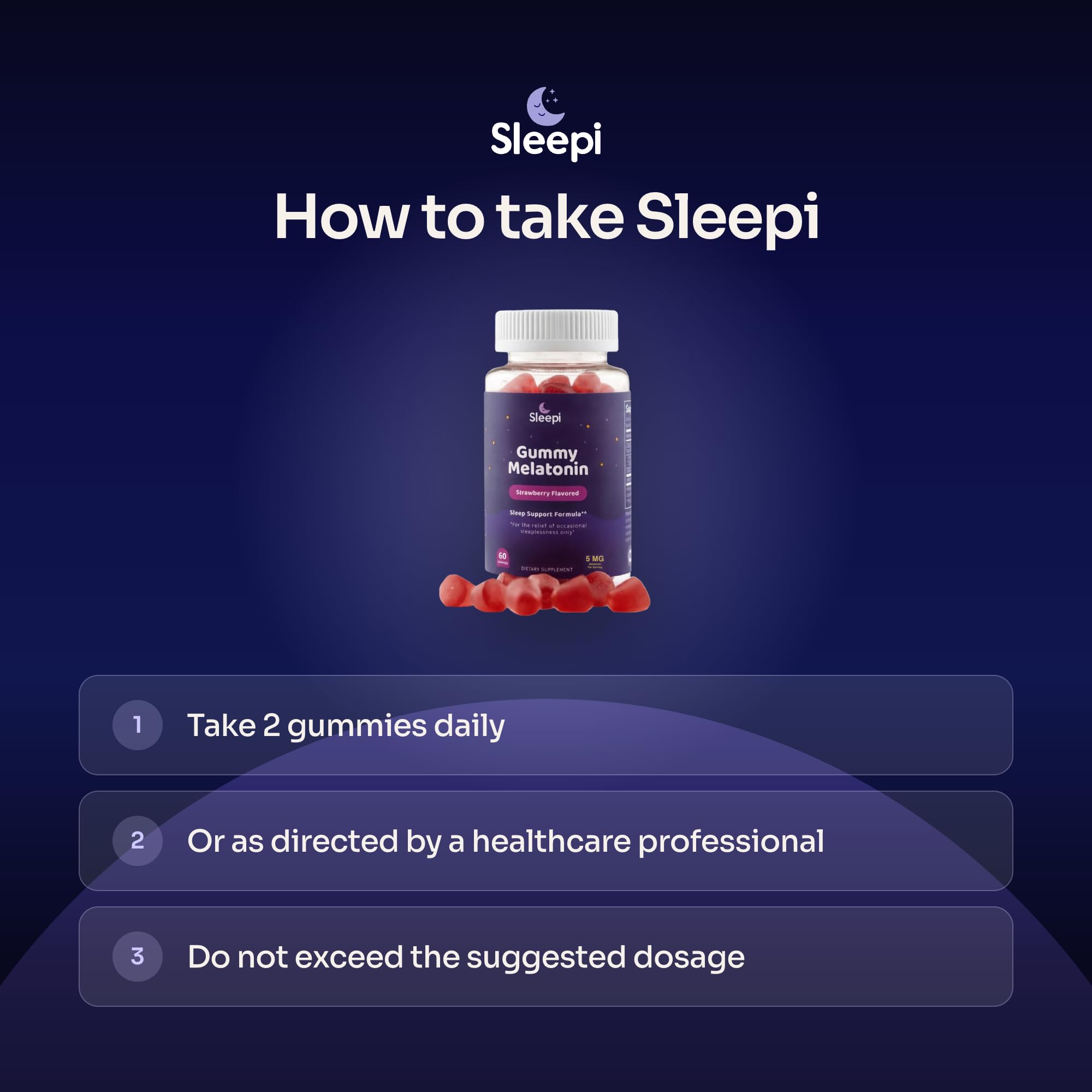 Sleepi Melatonin Gummies on a wooden table