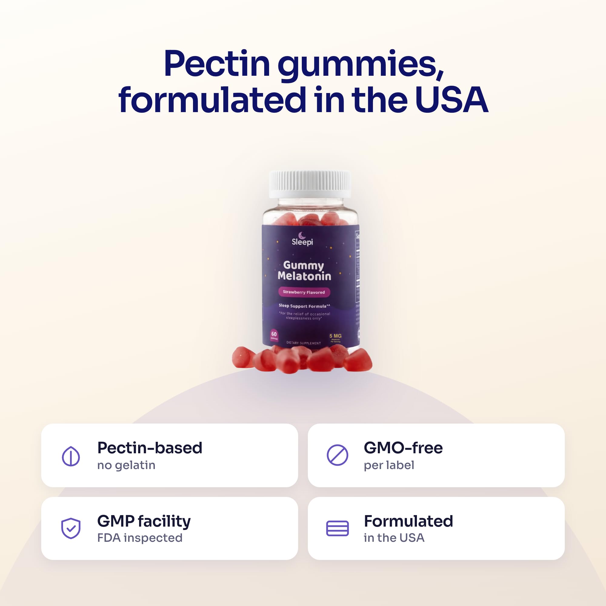 Sleepi Melatonin Gummies with a serving suggestion