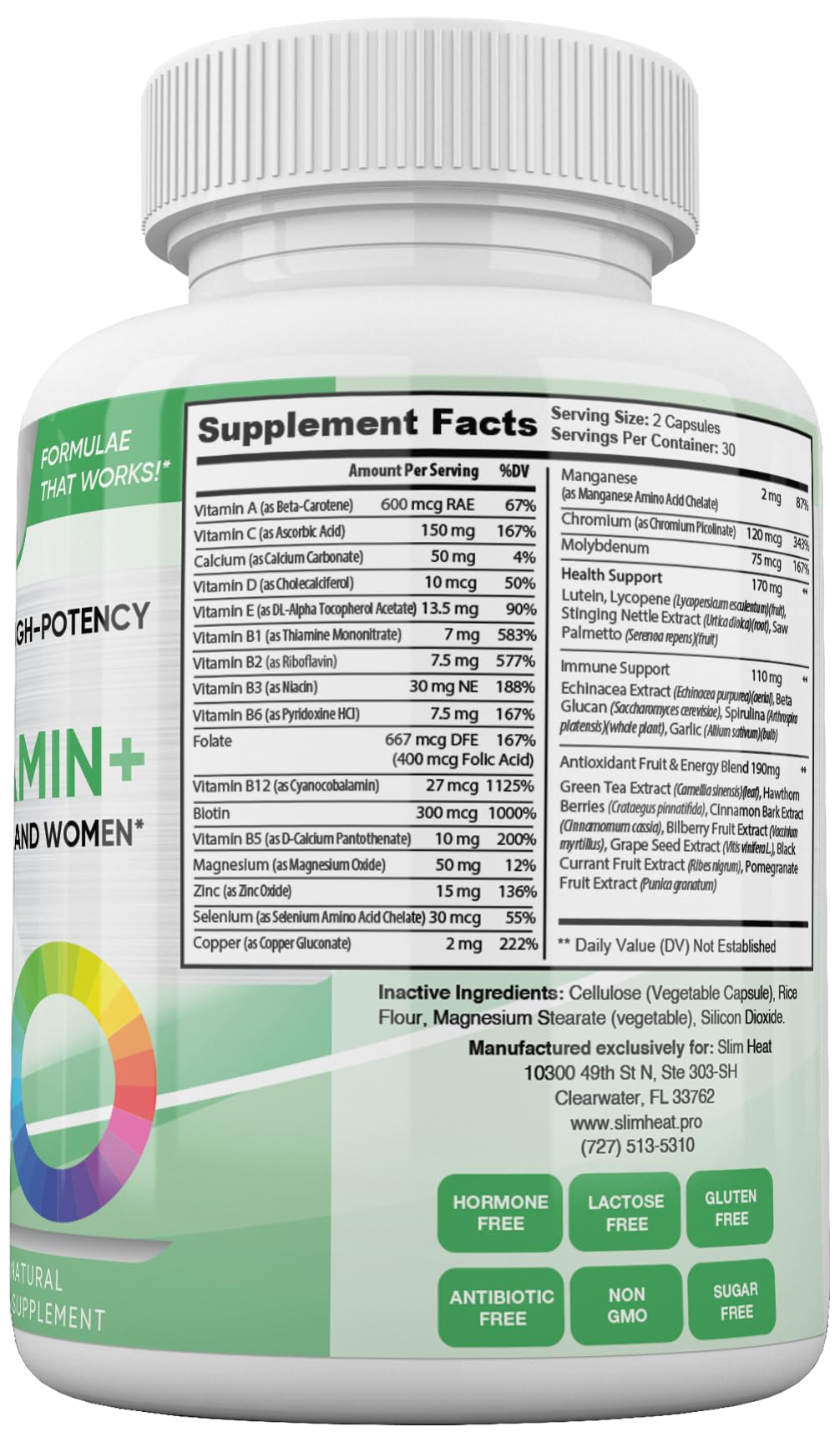Slim Heat Multivitamins bottle side view